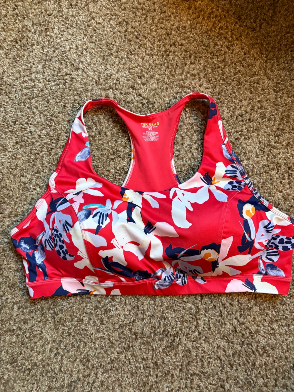 tek gear Red Floral Racerback Swim Top